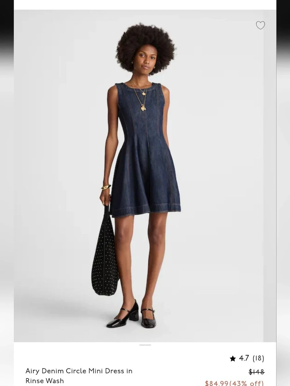 NWT Madewell Airy Denim Circle Mini Dress Rinse Wash Blue Size L - Picture 10 of 13